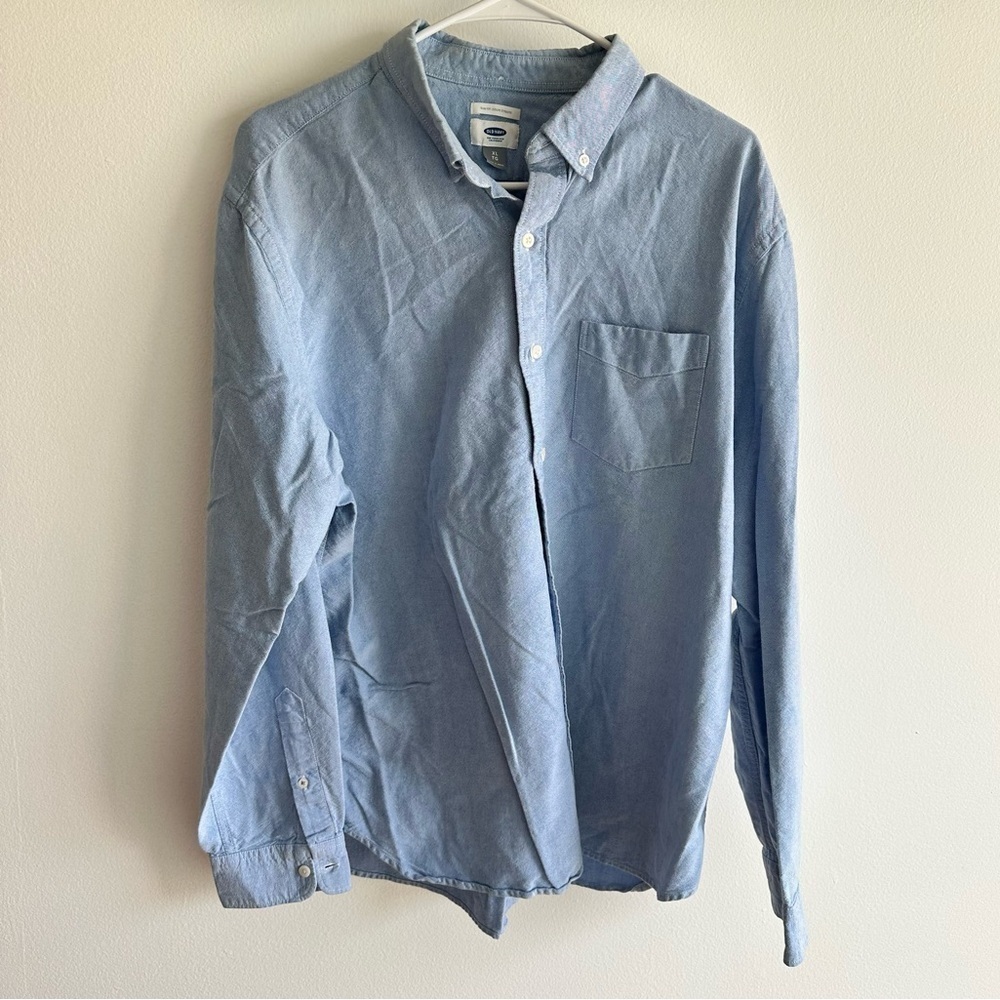Men's Blue Button-Down Shirt old Navy Slim Fit Size XL